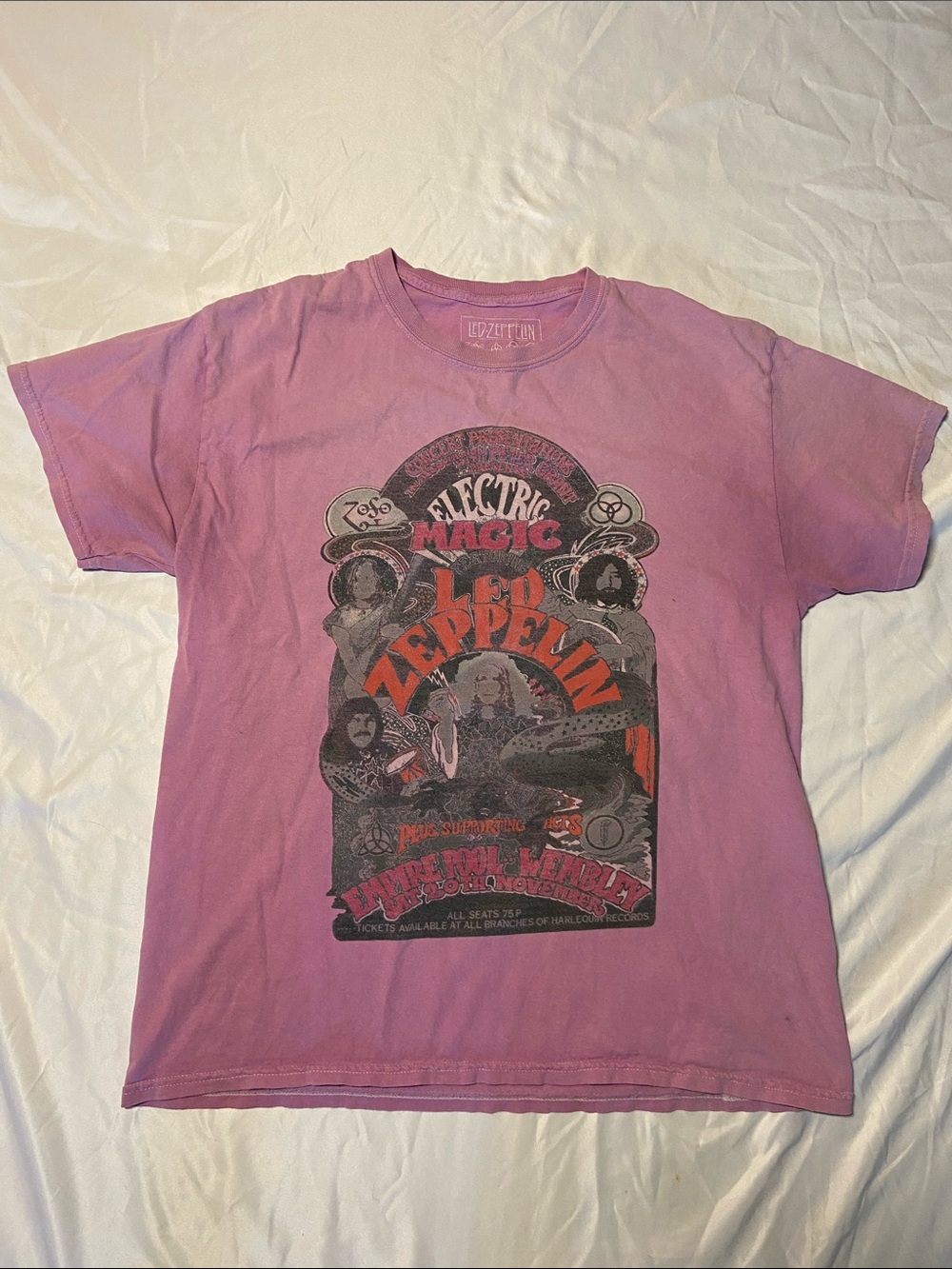 Led Zeppelin Electric Magic Graphic T‑Shirt - Pink Distressed